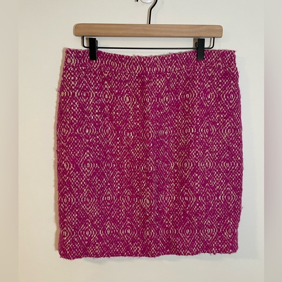 J Crew No 2 Pencil Pink Tweed Lined Skirt Diamond Design Women Size 8 Wool Blend - Picture 1 of 9